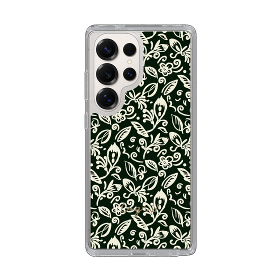 Slim Protection Case［ Ungrid - FlowerPrint - Black ］