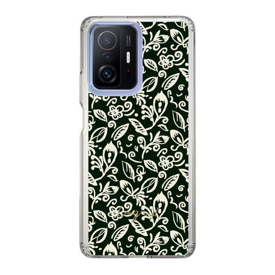 Slim Protection Case［ Ungrid - FlowerPrint - Black ］