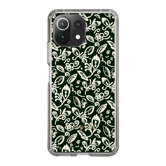 Slim Protection Case［ Ungrid - FlowerPrint - Black ］