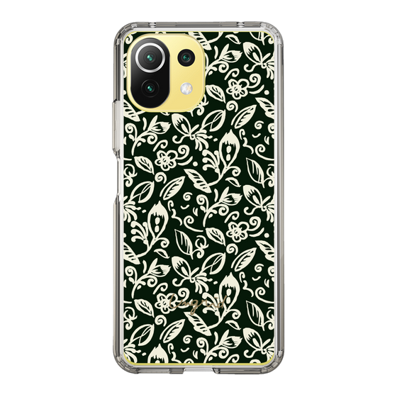 Slim Protection Case［ Ungrid - FlowerPrint - Black ］