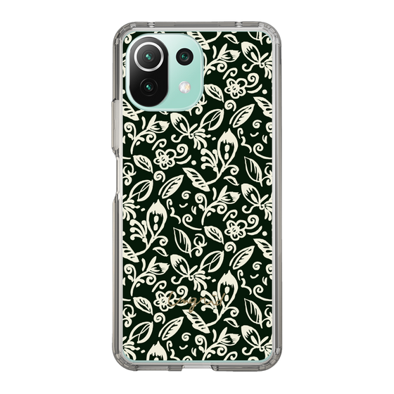 Slim Protection Case［ Ungrid - FlowerPrint - Black ］