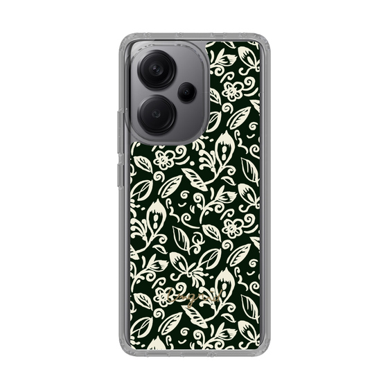Slim Protection Case［ Ungrid - FlowerPrint - Black ］