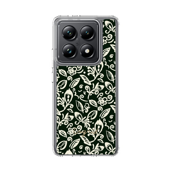 Slim Protection Case［ Ungrid - FlowerPrint - Black ］