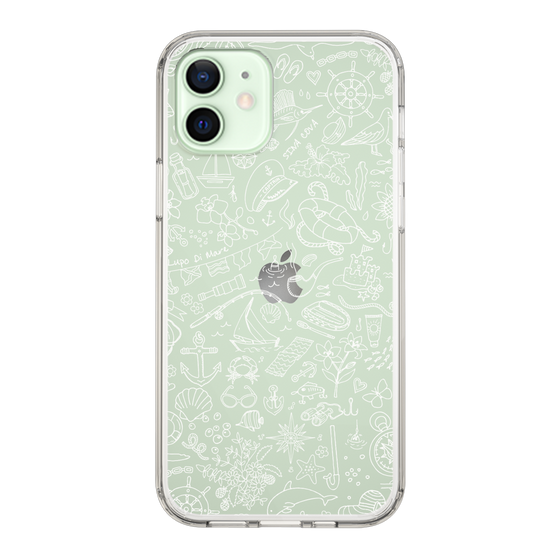 Slim Protection Case［ SINA COVA - Marine Line Art - White ］