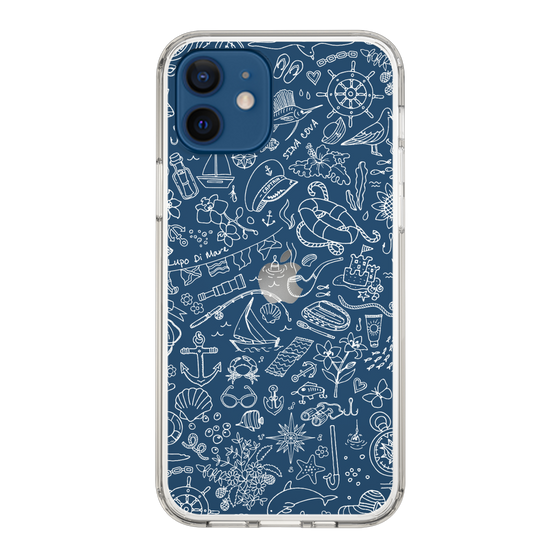 Slim Protection Case［ SINA COVA - Marine Line Art - White ］