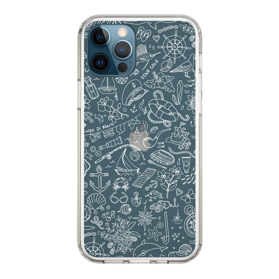Slim Protection Case［ SINA COVA - Marine Line Art - White ］