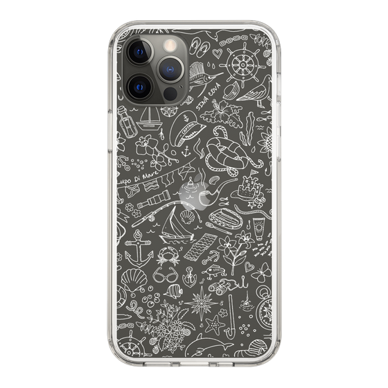 Slim Protection Case［ SINA COVA - Marine Line Art - White ］