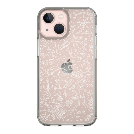 Slim Protection Case［ SINA COVA - Marine Line Art - White ］