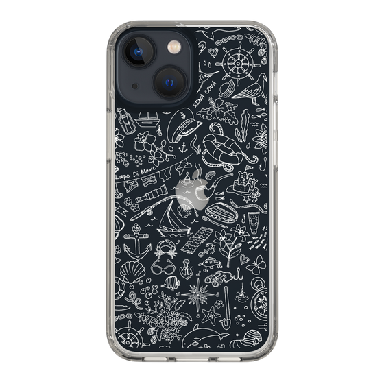 Slim Protection Case［ SINA COVA - Marine Line Art - White ］