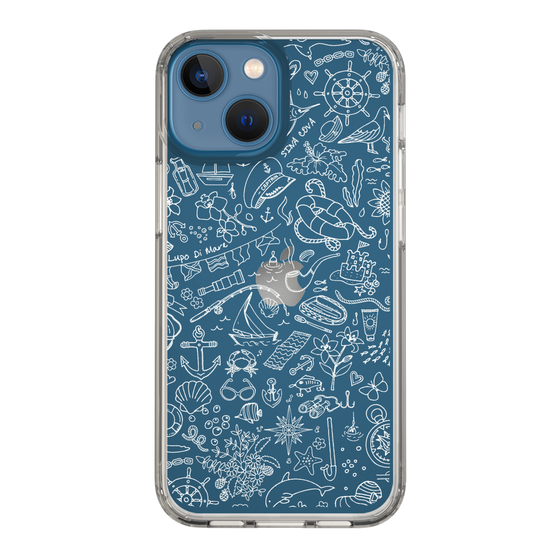 Slim Protection Case［ SINA COVA - Marine Line Art - White ］
