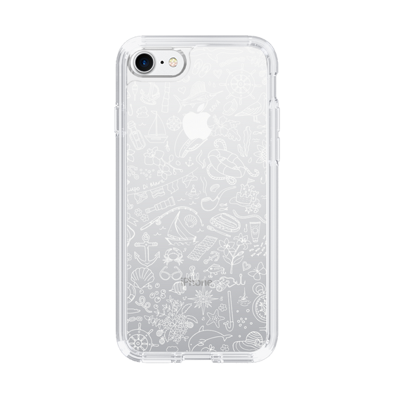 Slim Protection Case［ SINA COVA - Marine Line Art - White ］