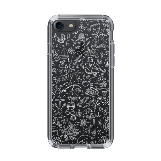 Slim Protection Case［ SINA COVA - Marine Line Art - White ］