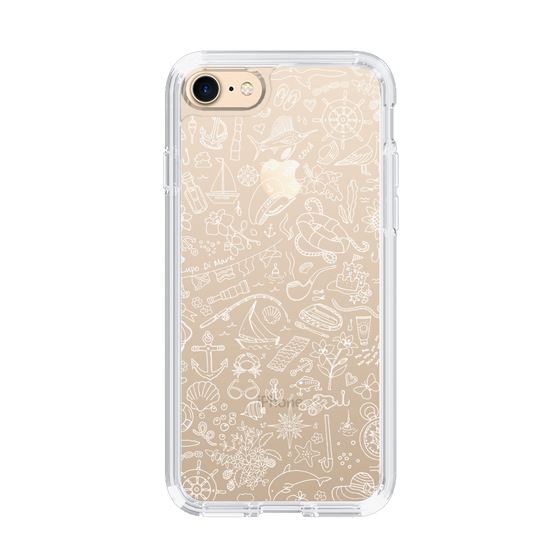 Slim Protection Case［ SINA COVA - Marine Line Art - White ］