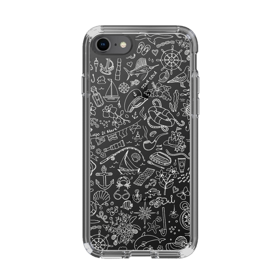 Slim Protection Case［ SINA COVA - Marine Line Art - White ］