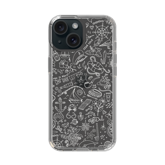 Slim Protection Case［ SINA COVA - Marine Line Art - White ］