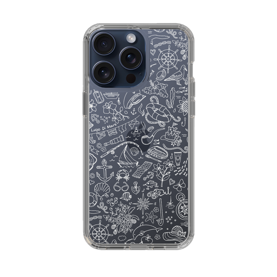 Slim Protection Case［ SINA COVA - Marine Line Art - White ］