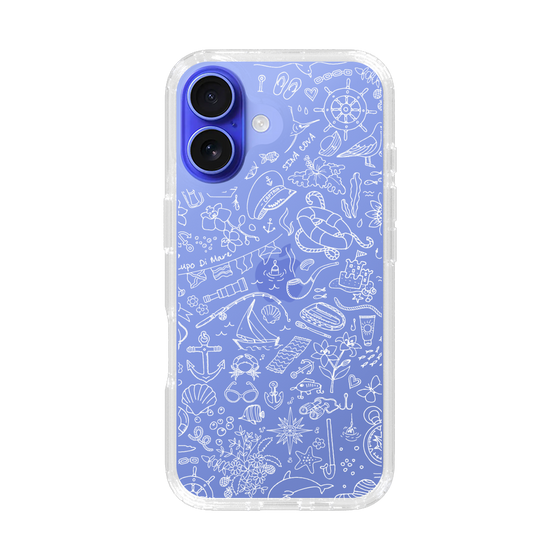 Slim Protection Case［ SINA COVA - Marine Line Art - White ］