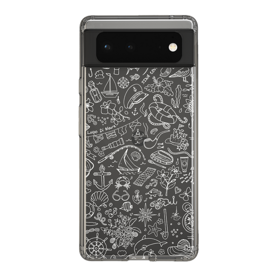 Slim Protection Case［ SINA COVA - Marine Line Art - White ］