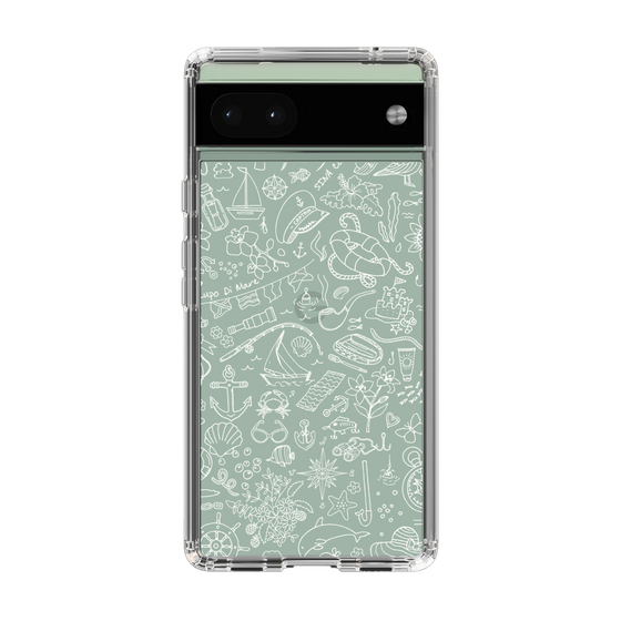 Slim Protection Case［ SINA COVA - Marine Line Art - White ］