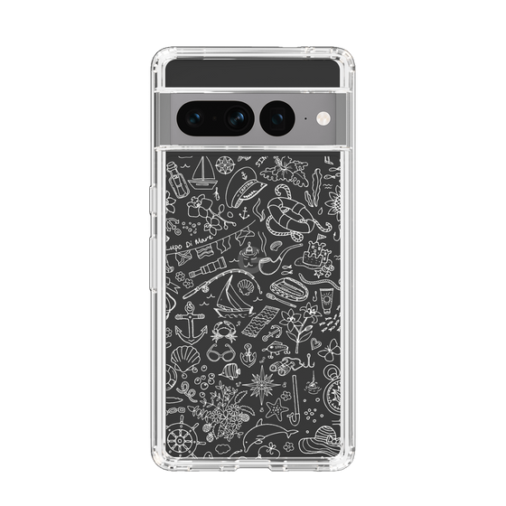 Slim Protection Case［ SINA COVA - Marine Line Art - White ］
