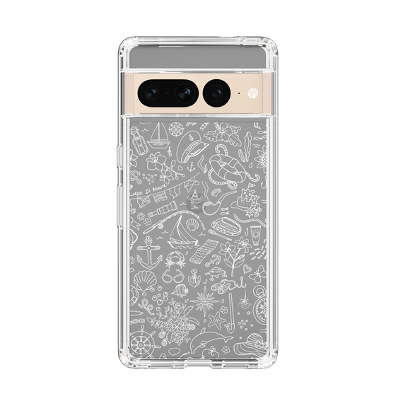 Slim Protection Case［ SINA COVA - Marine Line Art - White ］
