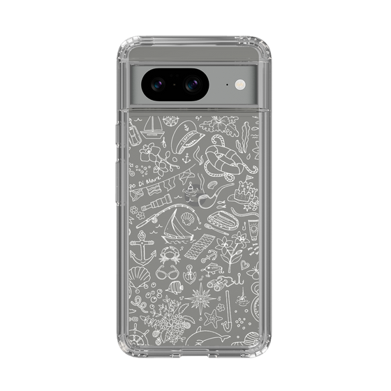 Slim Protection Case［ SINA COVA - Marine Line Art - White ］
