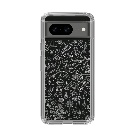 Slim Protection Case［ SINA COVA - Marine Line Art - White ］