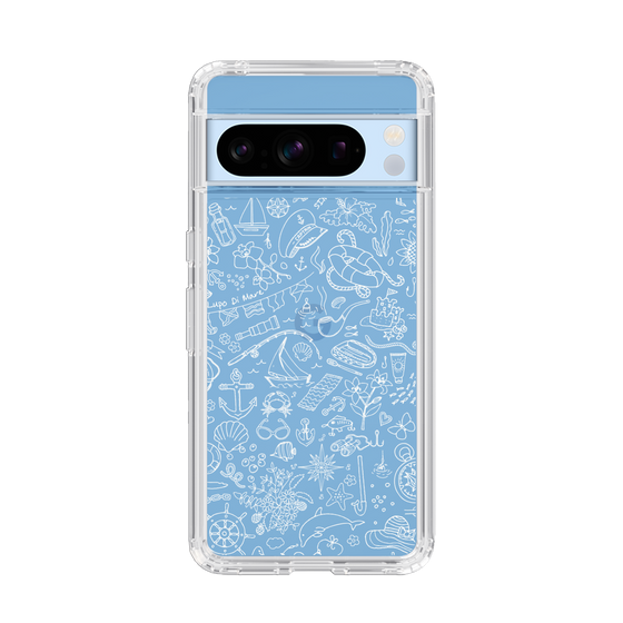 Slim Protection Case［ SINA COVA - Marine Line Art - White ］