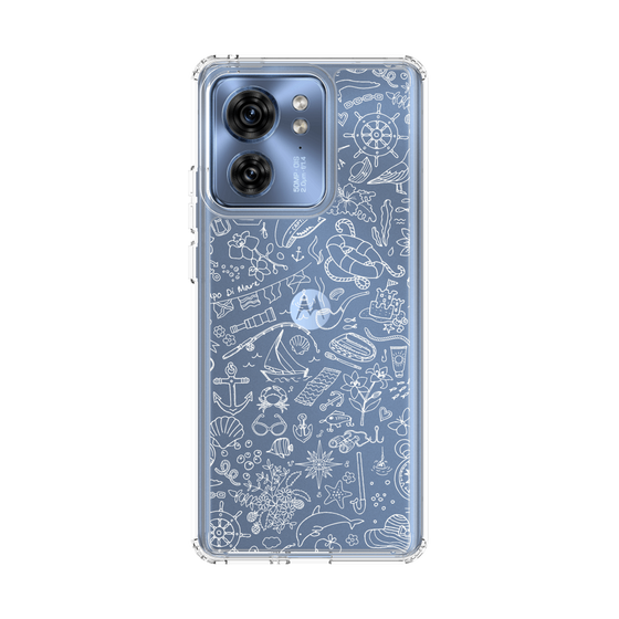 Slim Protection Case［ SINA COVA - Marine Line Art - White ］