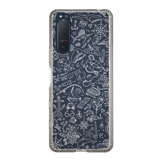 Slim Protection Case［ SINA COVA - Marine Line Art - White ］