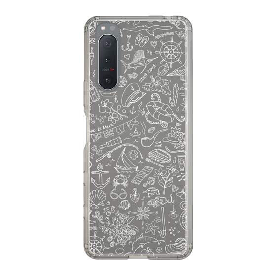 Slim Protection Case［ SINA COVA - Marine Line Art - White ］