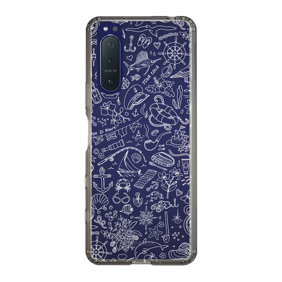 Slim Protection Case［ SINA COVA - Marine Line Art - White ］