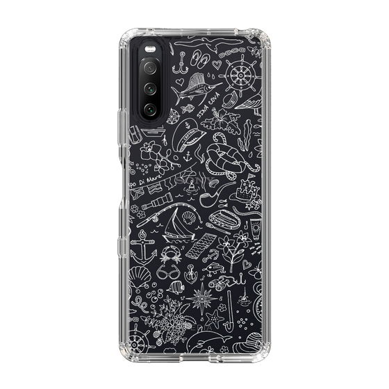 Slim Protection Case［ SINA COVA - Marine Line Art - White ］