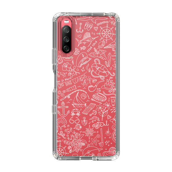 Slim Protection Case［ SINA COVA - Marine Line Art - White ］