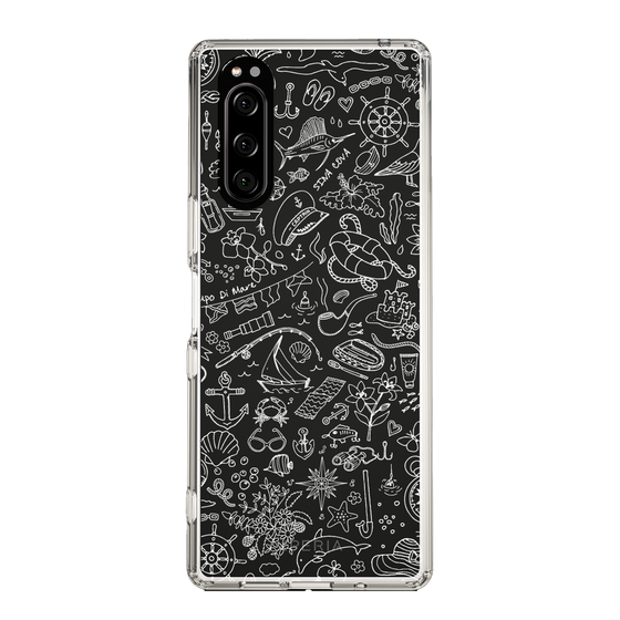 Slim Protection Case［ SINA COVA - Marine Line Art - White ］