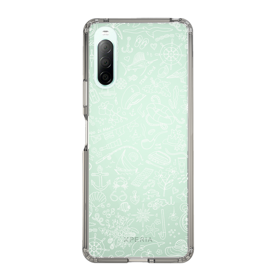 Slim Protection Case［ SINA COVA - Marine Line Art - White ］