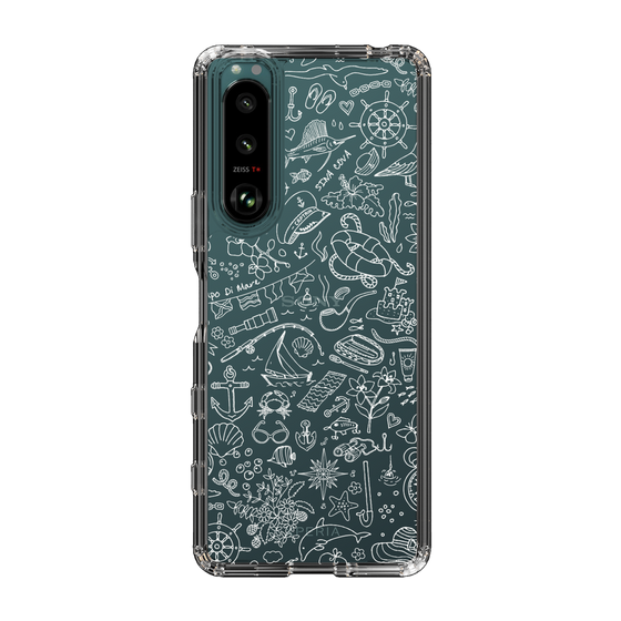 Slim Protection Case［ SINA COVA - Marine Line Art - White ］