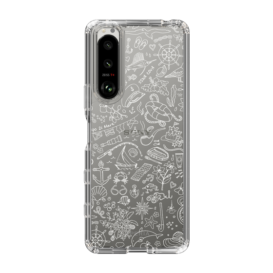 Slim Protection Case［ SINA COVA - Marine Line Art - White ］