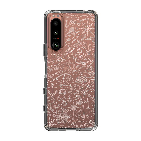 Slim Protection Case［ SINA COVA - Marine Line Art - White ］