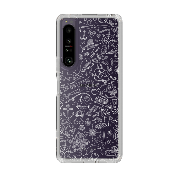 Slim Protection Case［ SINA COVA - Marine Line Art - White ］
