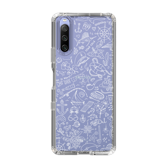 Slim Protection Case［ SINA COVA - Marine Line Art - White ］