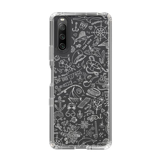 Slim Protection Case［ SINA COVA - Marine Line Art - White ］