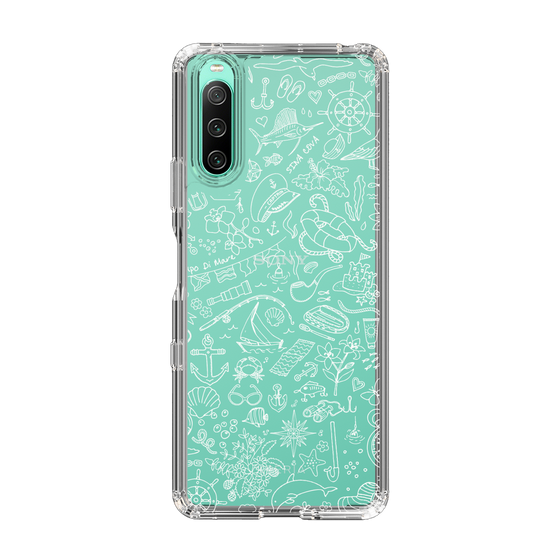Slim Protection Case［ SINA COVA - Marine Line Art - White ］