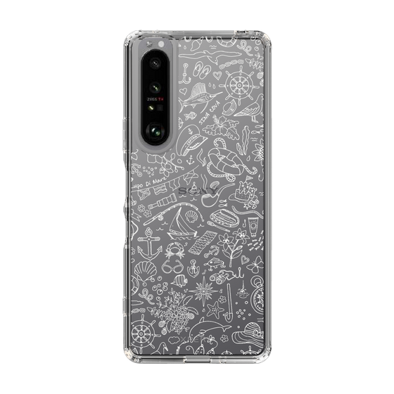 Slim Protection Case［ SINA COVA - Marine Line Art - White ］