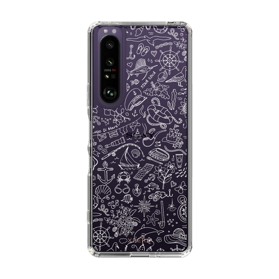 Slim Protection Case［ SINA COVA - Marine Line Art - White ］