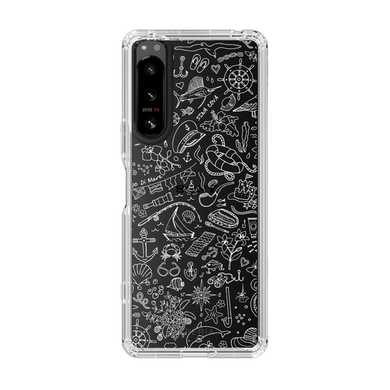 Slim Protection Case［ SINA COVA - Marine Line Art - White ］