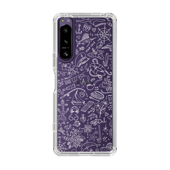 Slim Protection Case［ SINA COVA - Marine Line Art - White ］