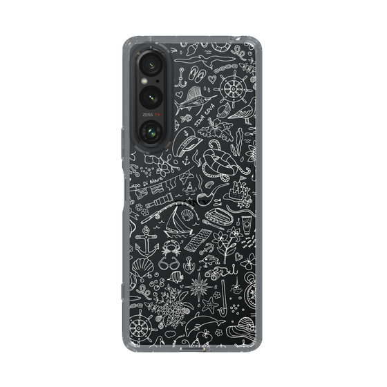 Slim Protection Case［ SINA COVA - Marine Line Art - White ］