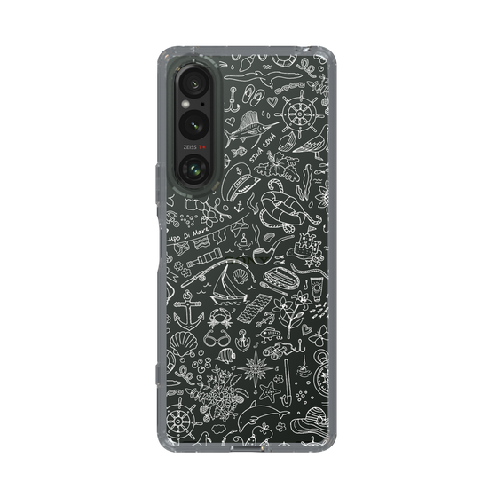 Slim Protection Case［ SINA COVA - Marine Line Art - White ］