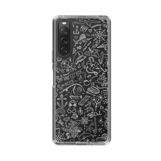 Slim Protection Case［ SINA COVA - Marine Line Art - White ］